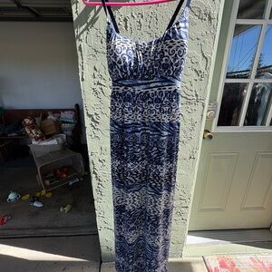Allison Brittney Navy and White Maxi Dress
